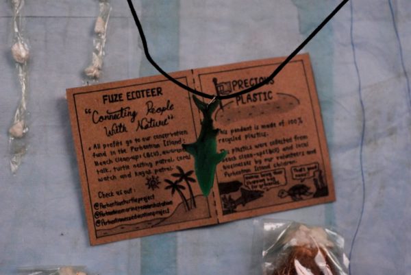 Green Precious plastic shark pendant