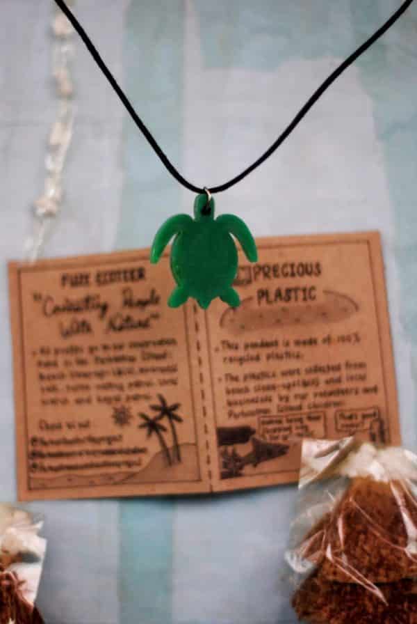 Precious plastic turtle necklace