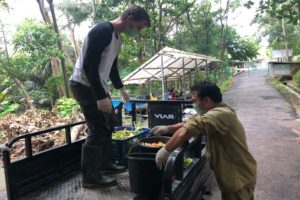 food prep for animals at care and rescue centre volunteer with animals in indonesia